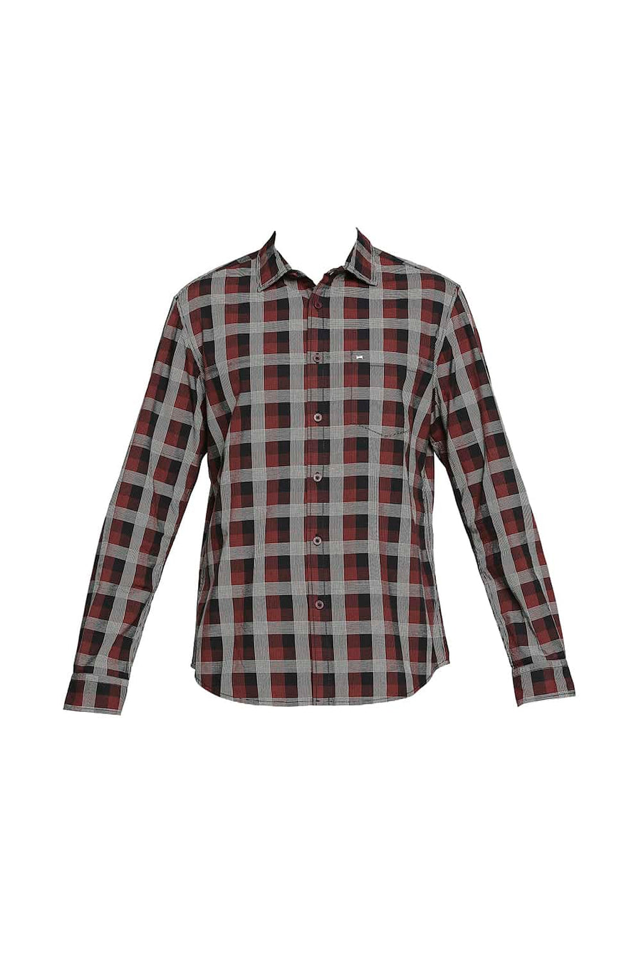 BASICS SLIM FIT CINNABAR RED CHECKS SHIRT