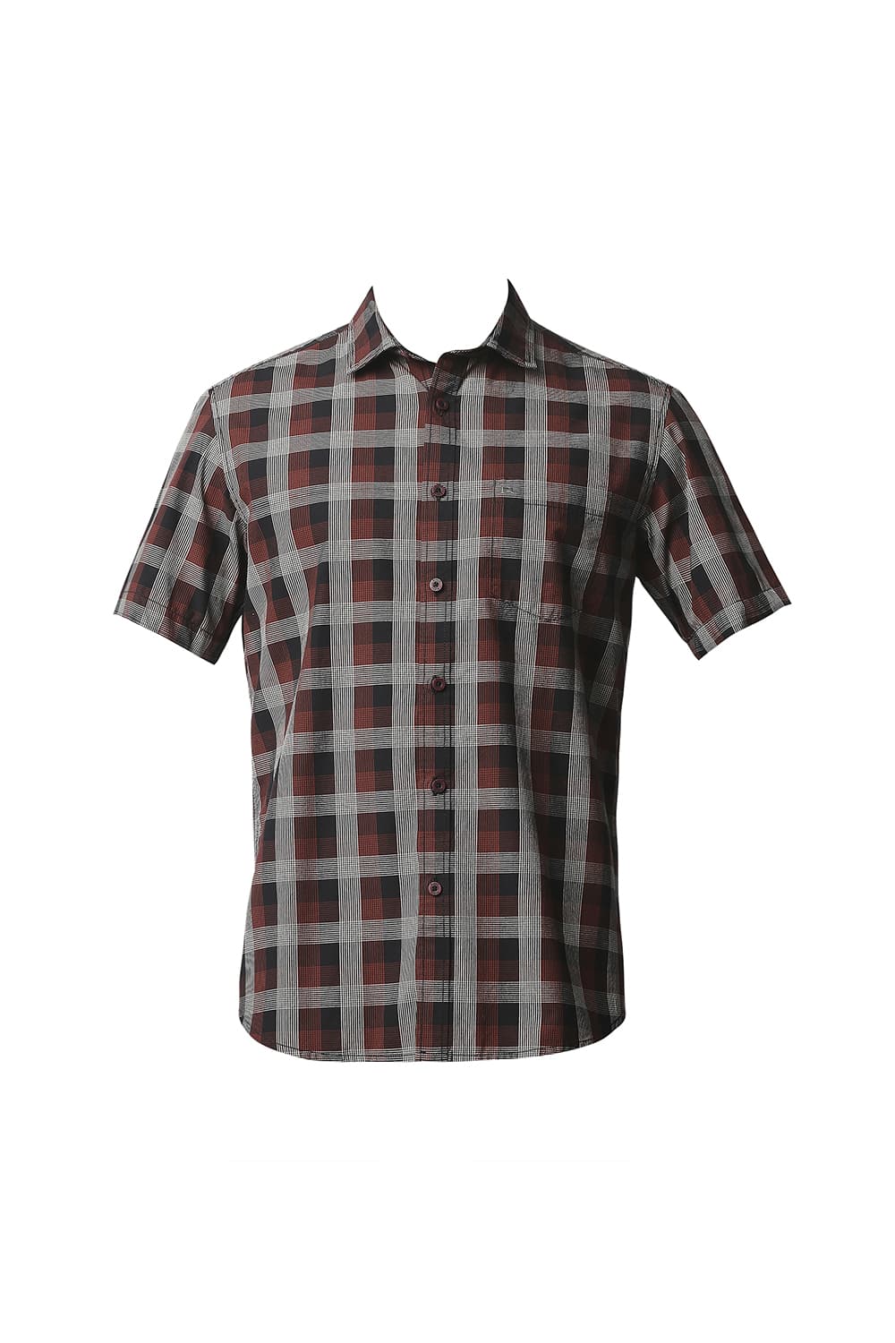 BASICS SLIM FIT CHECKS HALFSLEEVES SHIRT