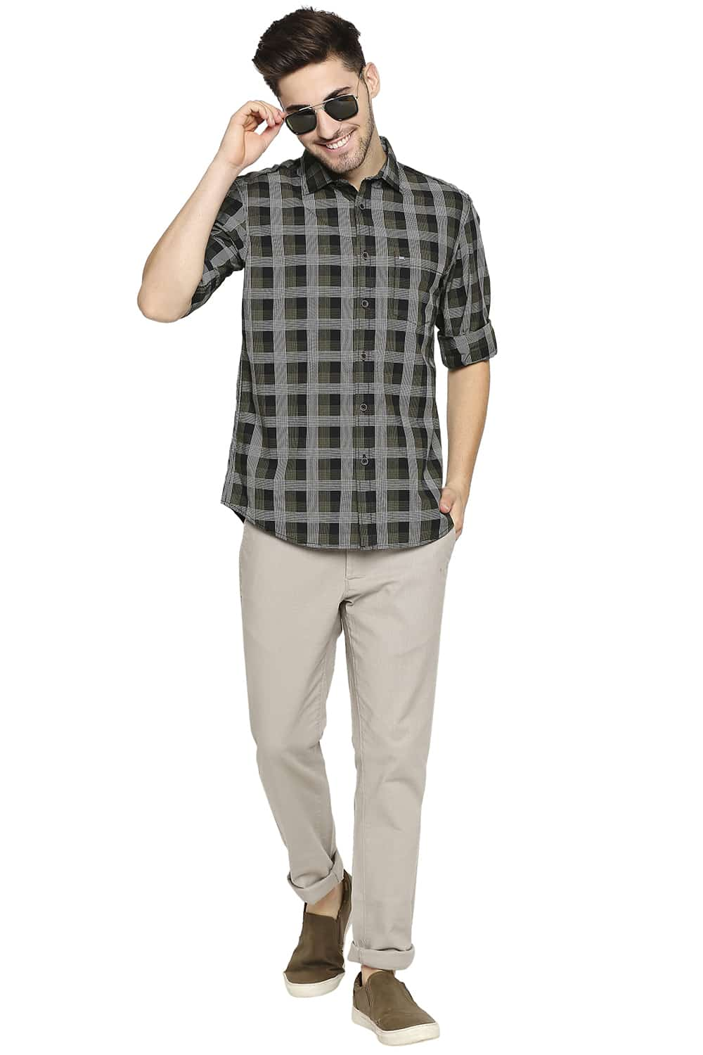 BASICS SLIM FIT CHECKS SHIRT