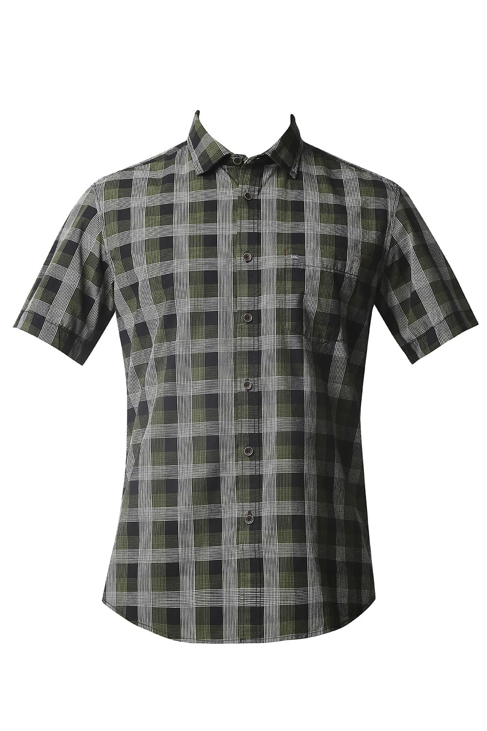 BASICS SLIM FIT CHECKS HALFSLEEVES SHIRT