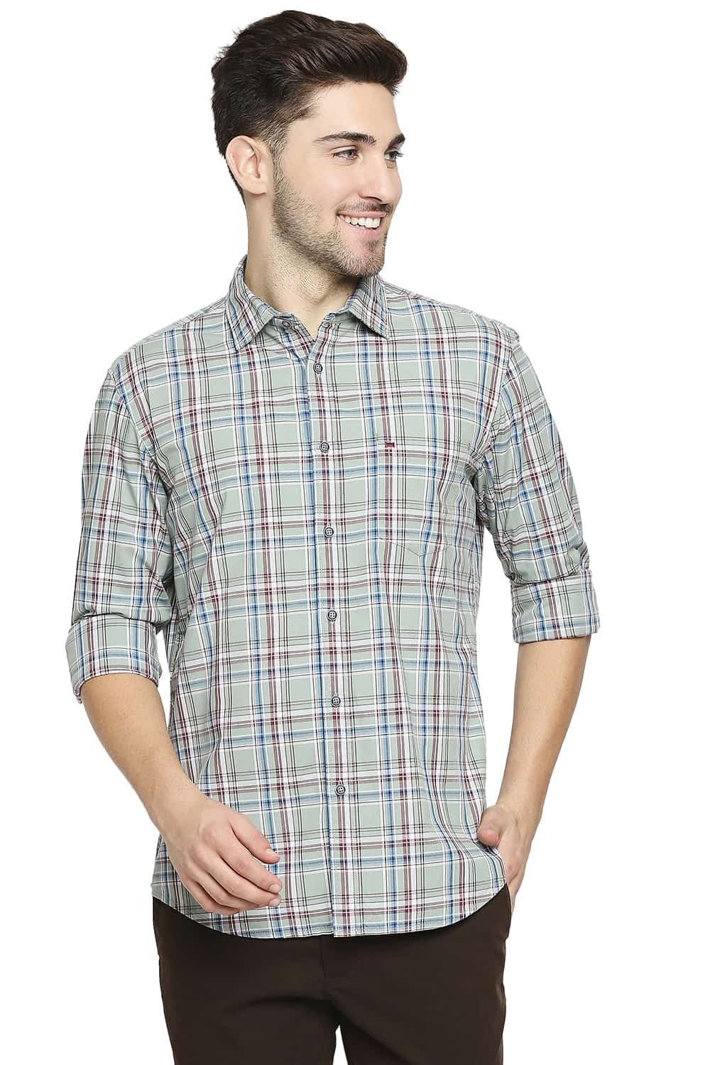 BASICS SLIM FIT CHECKS SHIRT