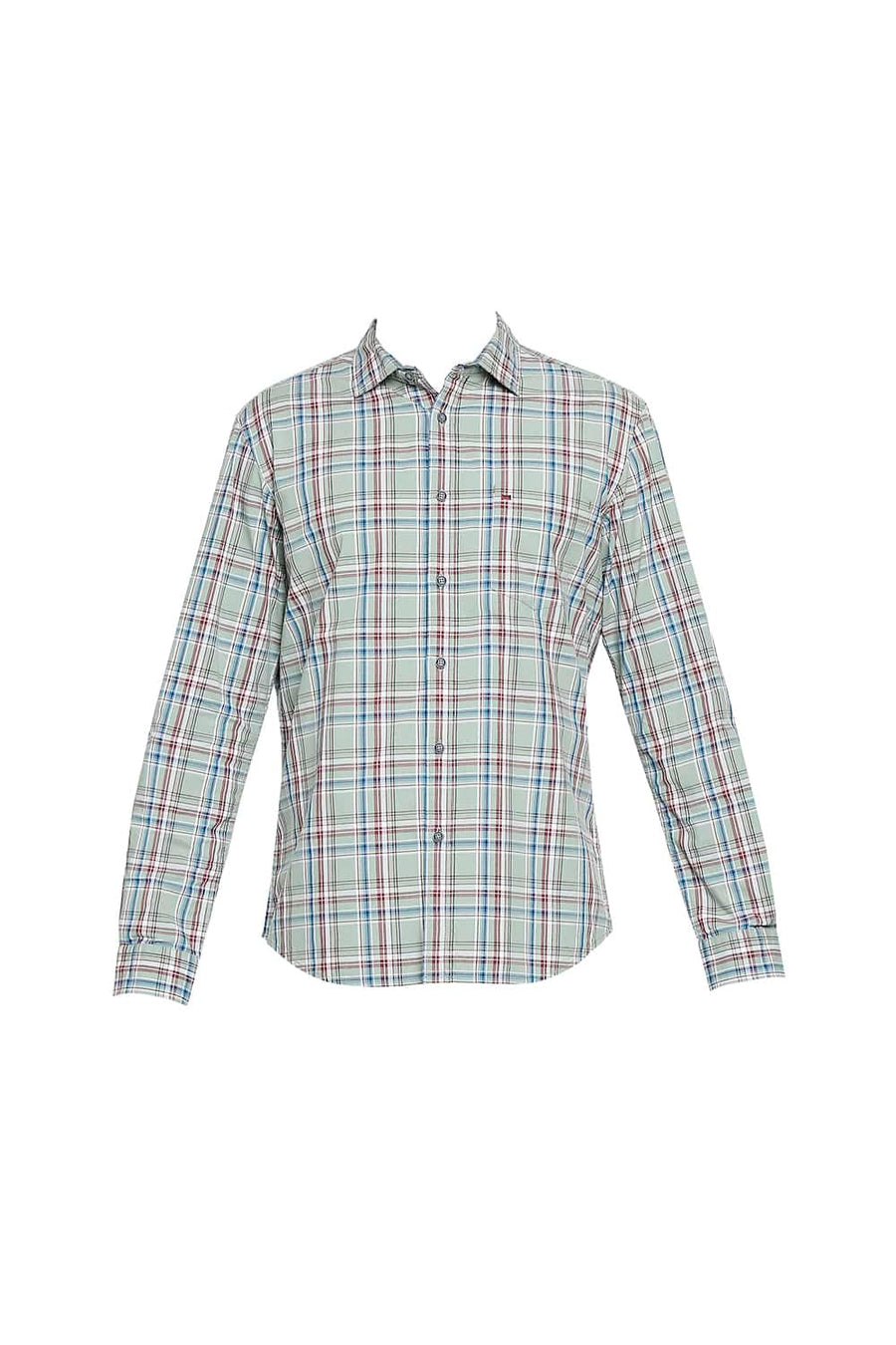 BASICS SLIM FIT SAGE GREEN CHECKS SHIRT