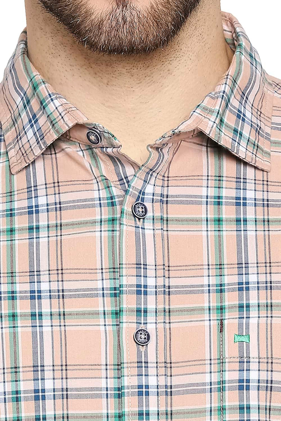 BASICS SLIM FIT MAPLE PEACH CHECKS SHIRT