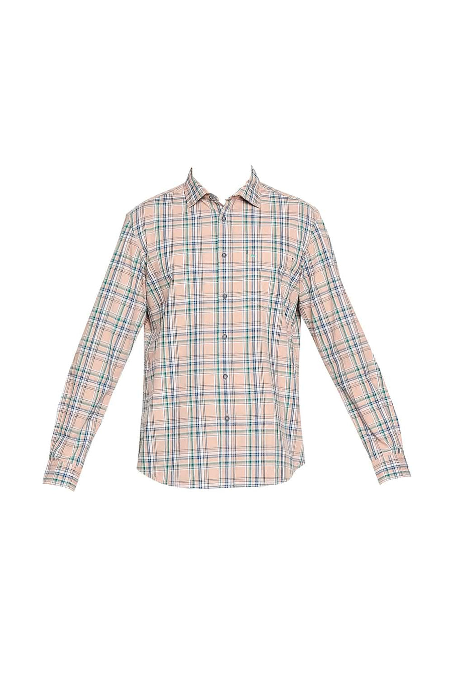 BASICS SLIM FIT MAPLE PEACH CHECKS SHIRT