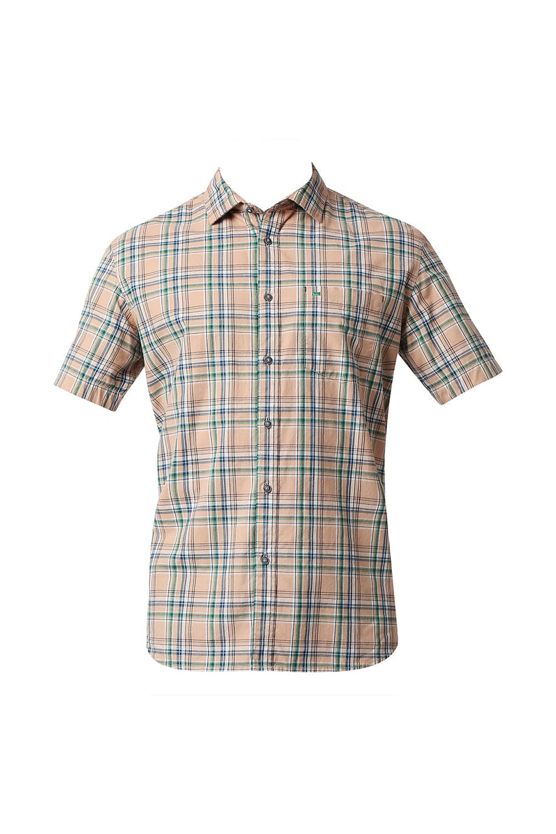 BASICS SLIM FIT CHECKS HALFSLEEVES SHIRT