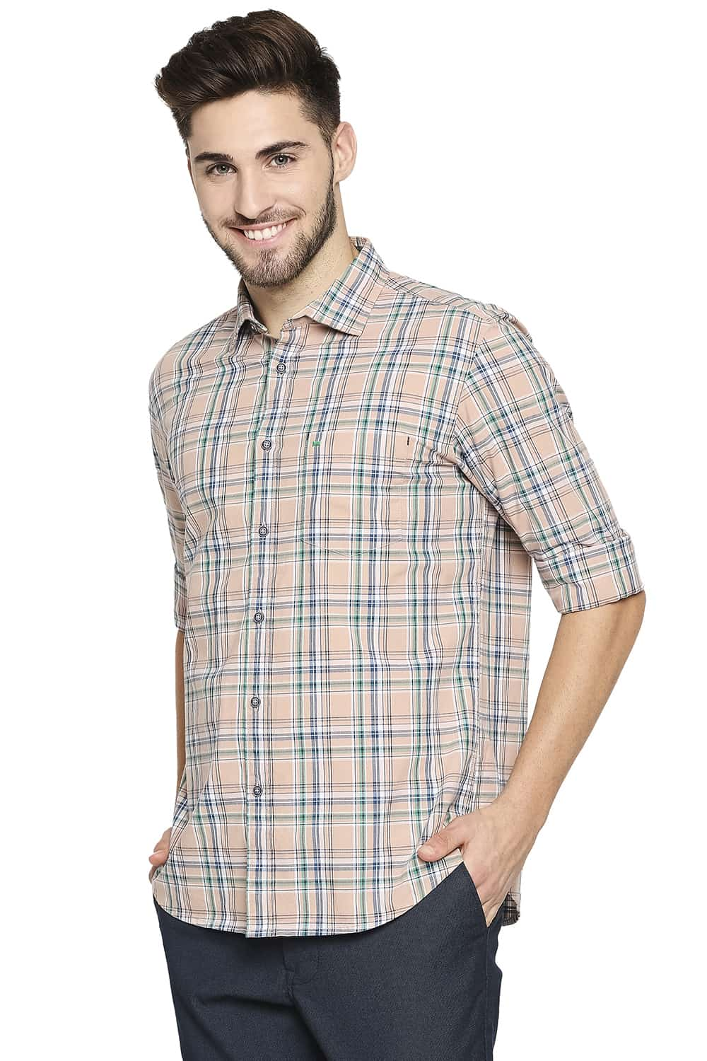 BASICS SLIM FIT CHECKS SHIRT