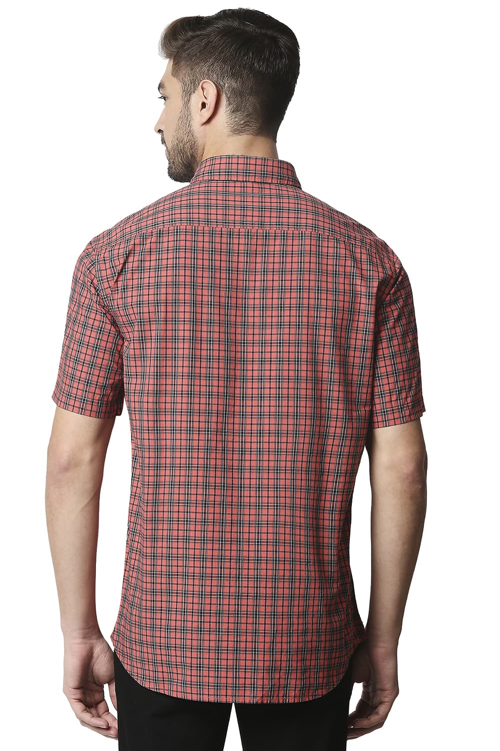 BASICS SLIM FIT CHECKS HALFSLEEVES SHIRT