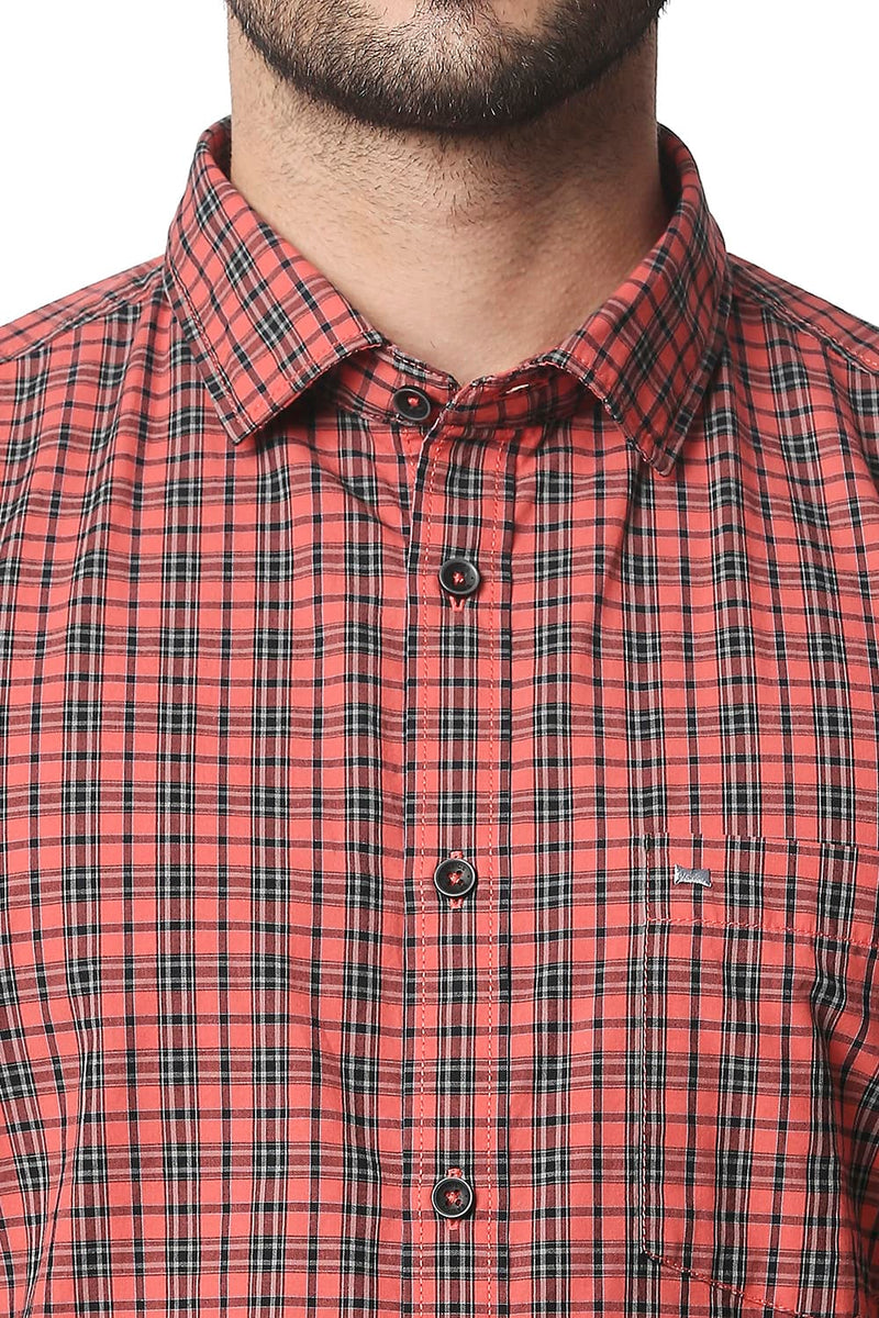 BASICS SLIM FIT CHECKS HALFSLEEVES SHIRT