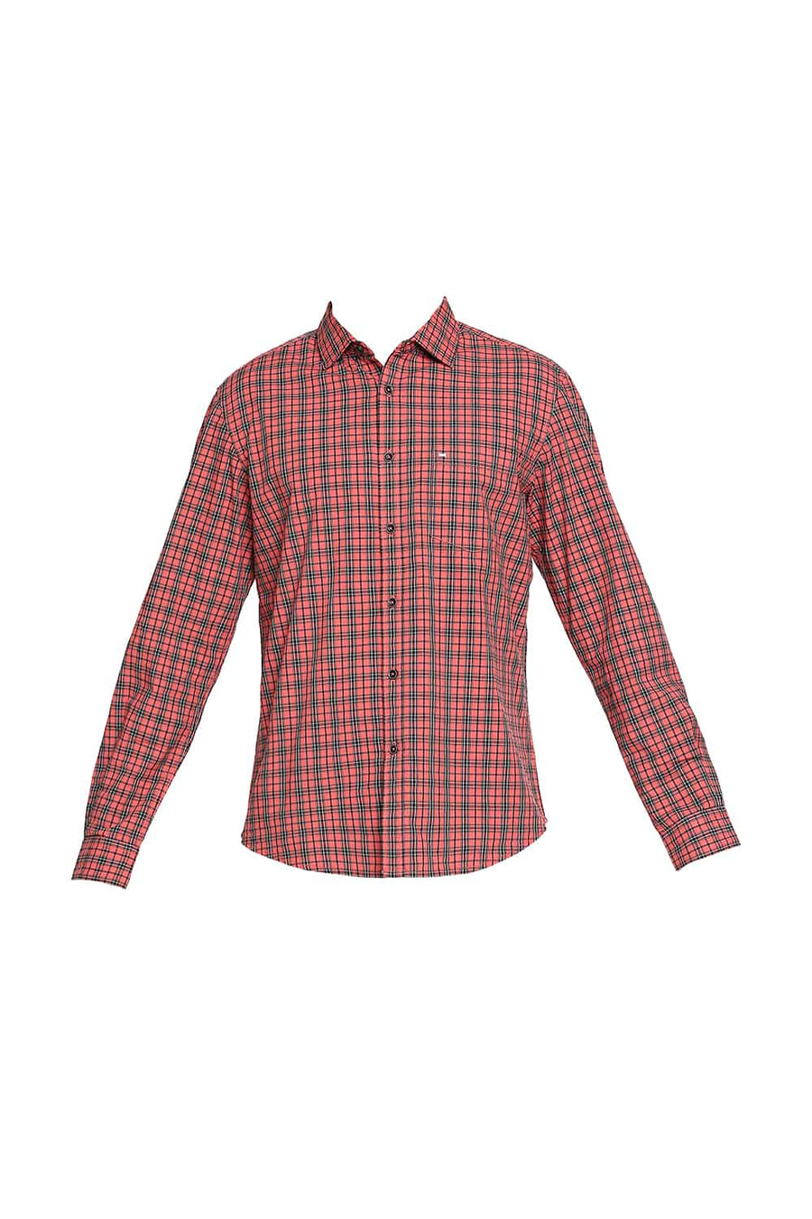 BASICS SLIM FIT CRANBERRY RED CHECKS SHIRT