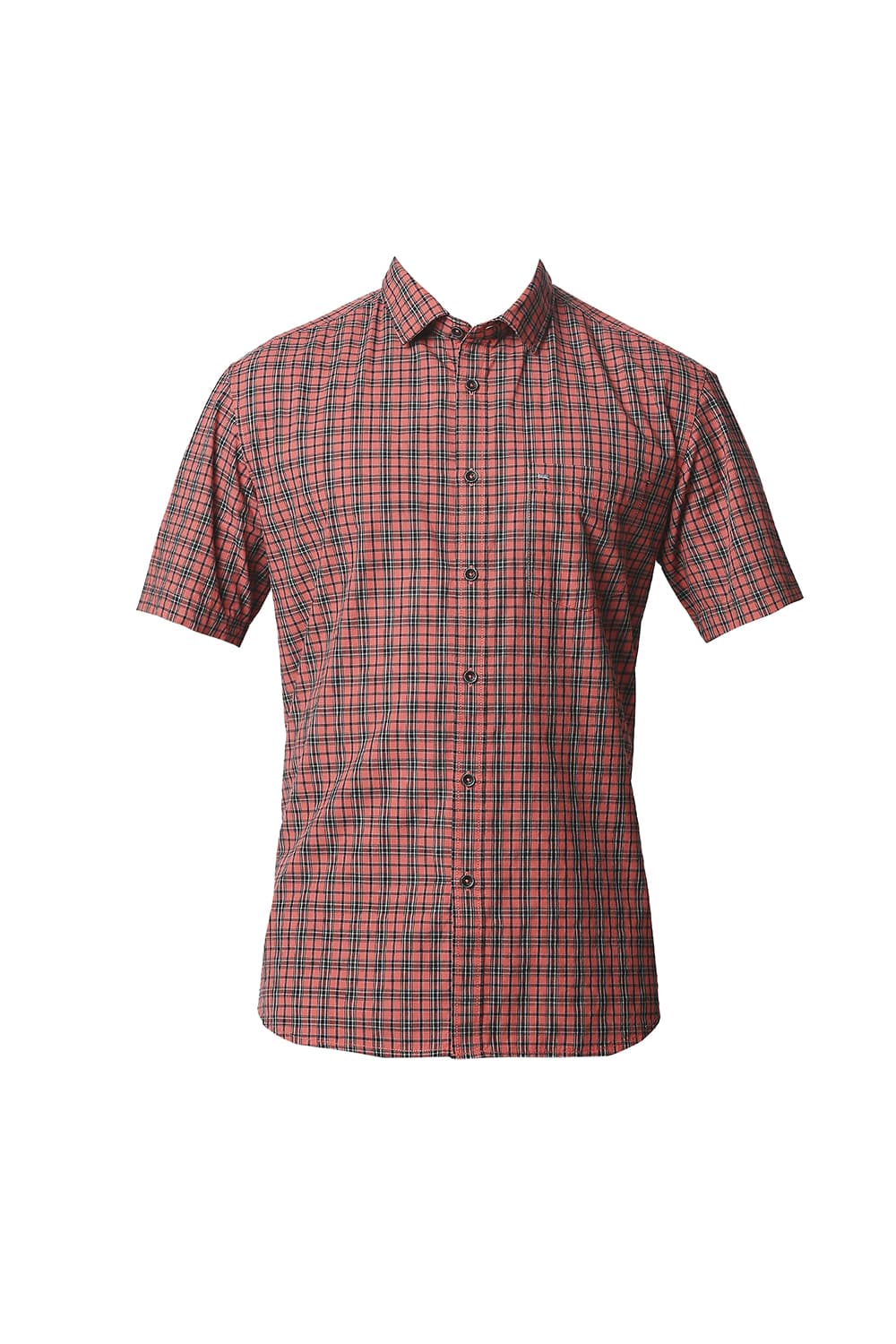 BASICS SLIM FIT CHECKS HALFSLEEVES SHIRT