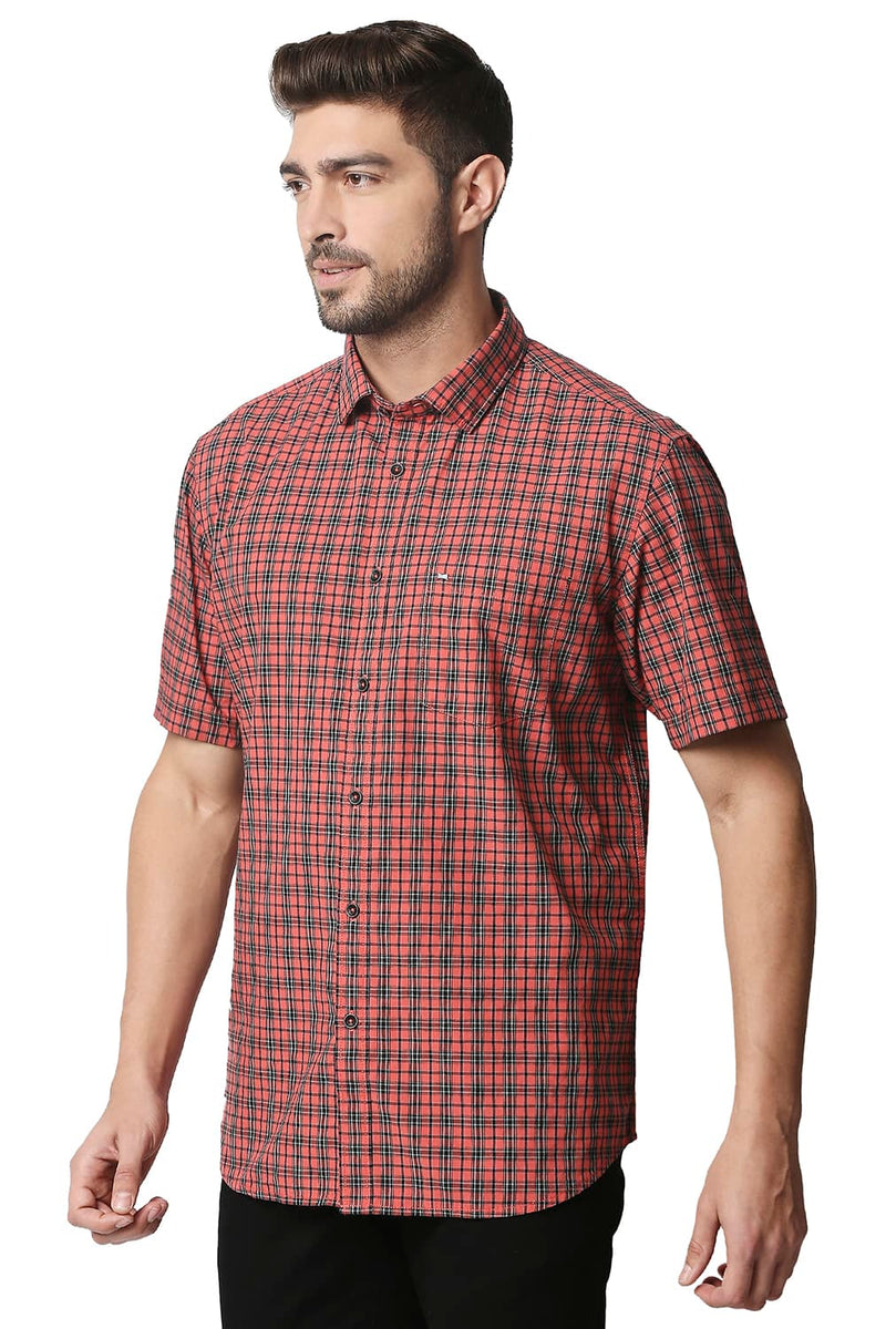 BASICS SLIM FIT CHECKS HALFSLEEVES SHIRT