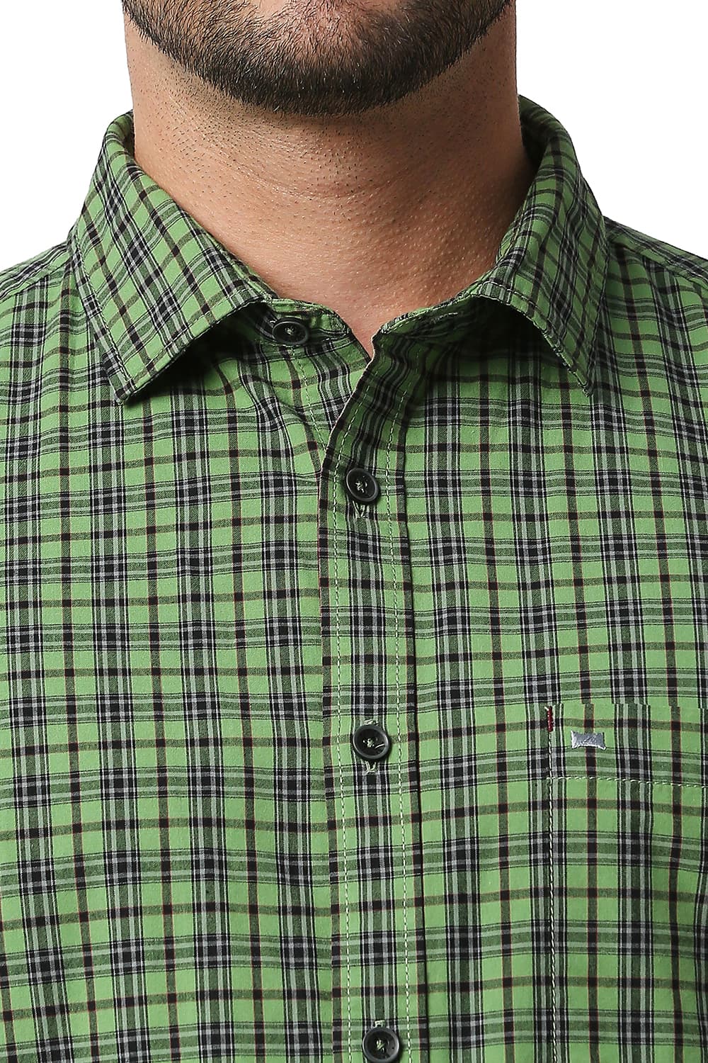 BASICS SLIM FIT CHECKS HALFSLEEVES SHIRT