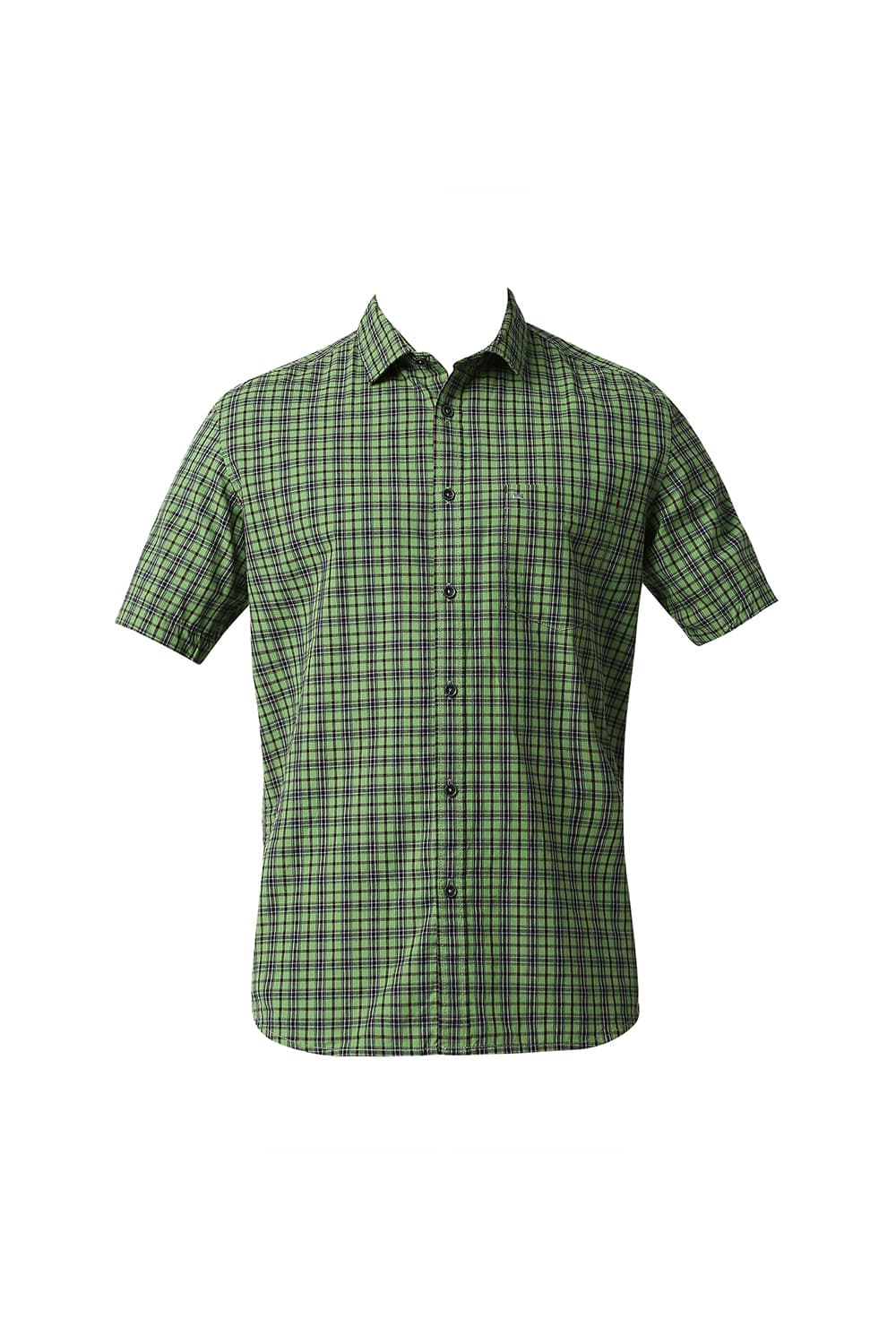 BASICS SLIM FIT CHECKS HALFSLEEVES SHIRT