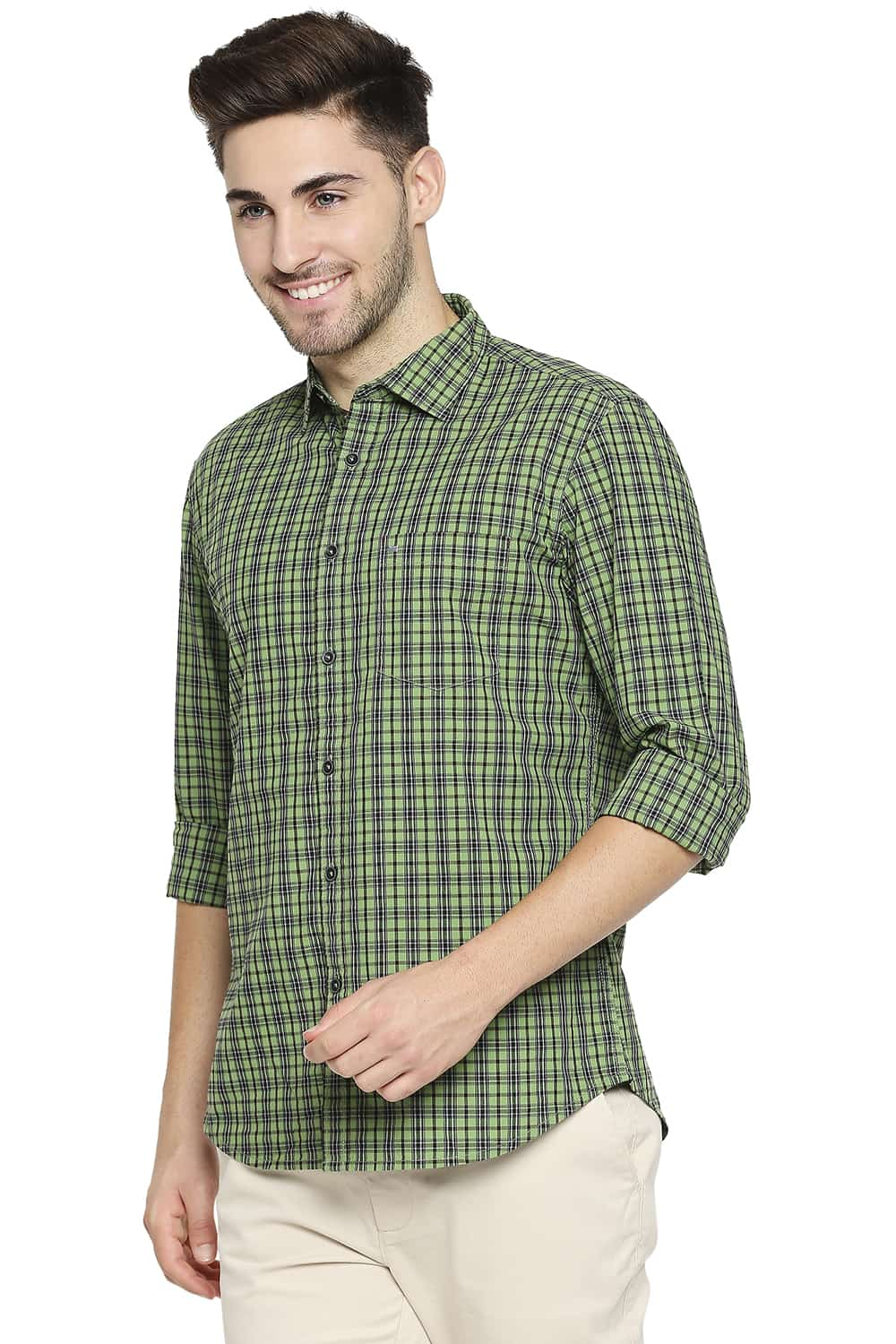 BASICS SLIM FIT CHECKS SHIRT