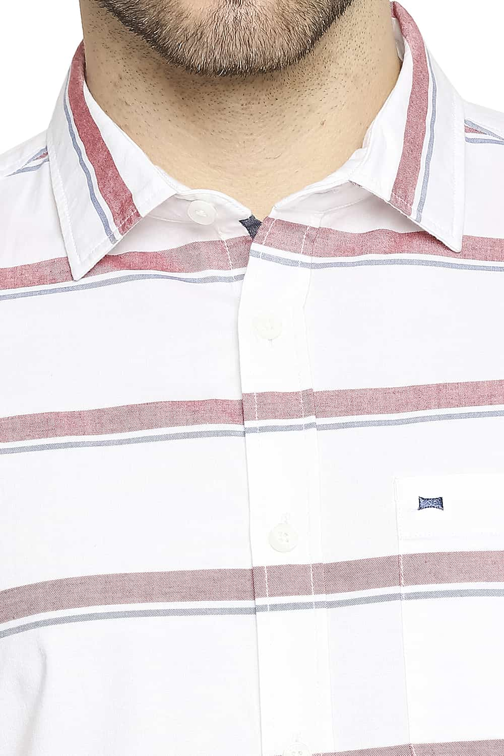 BASICS SLIM FIT OXFORD HORIZONTAL STRIPE SHIRT