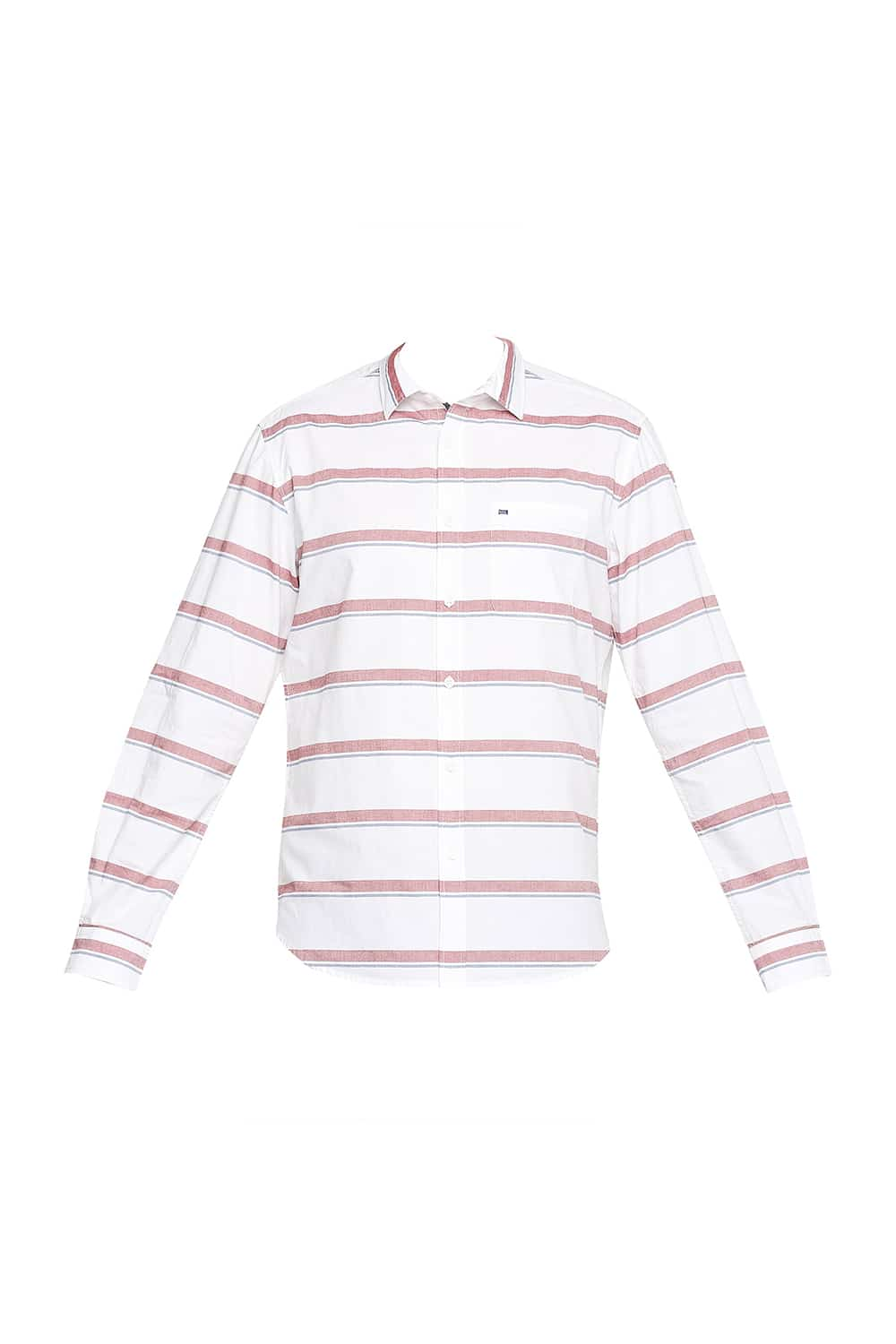 BASICS SLIM FIT OXFORD HORIZONTAL STRIPE SHIRT