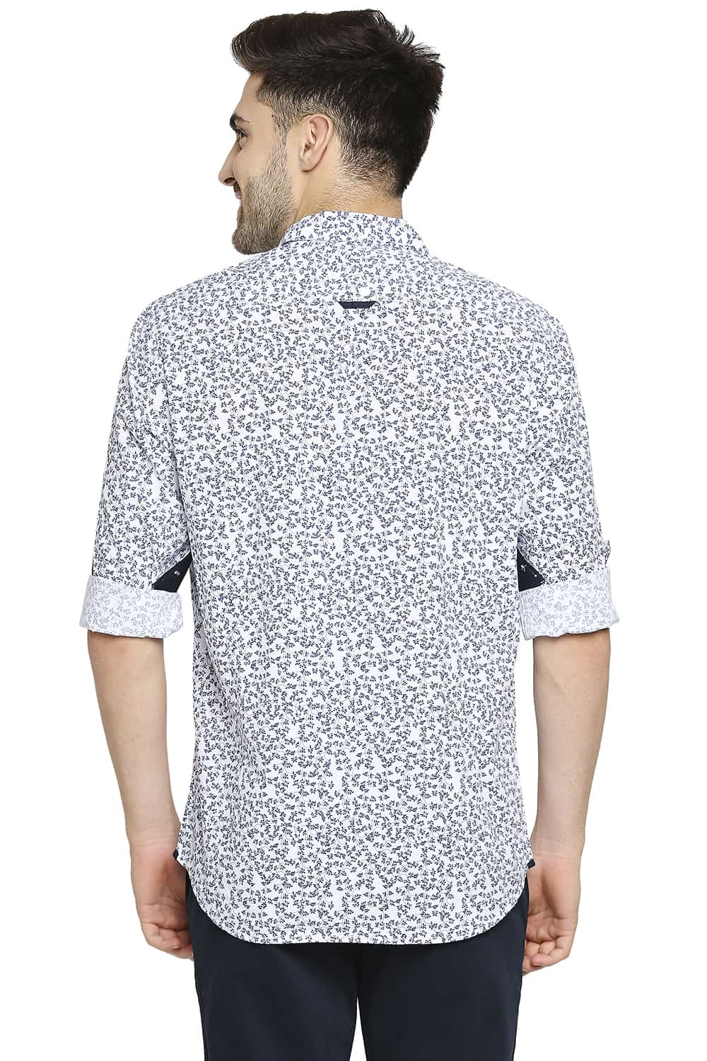 BASICS SLIM FIT POPLIN PRINTED SHIRT