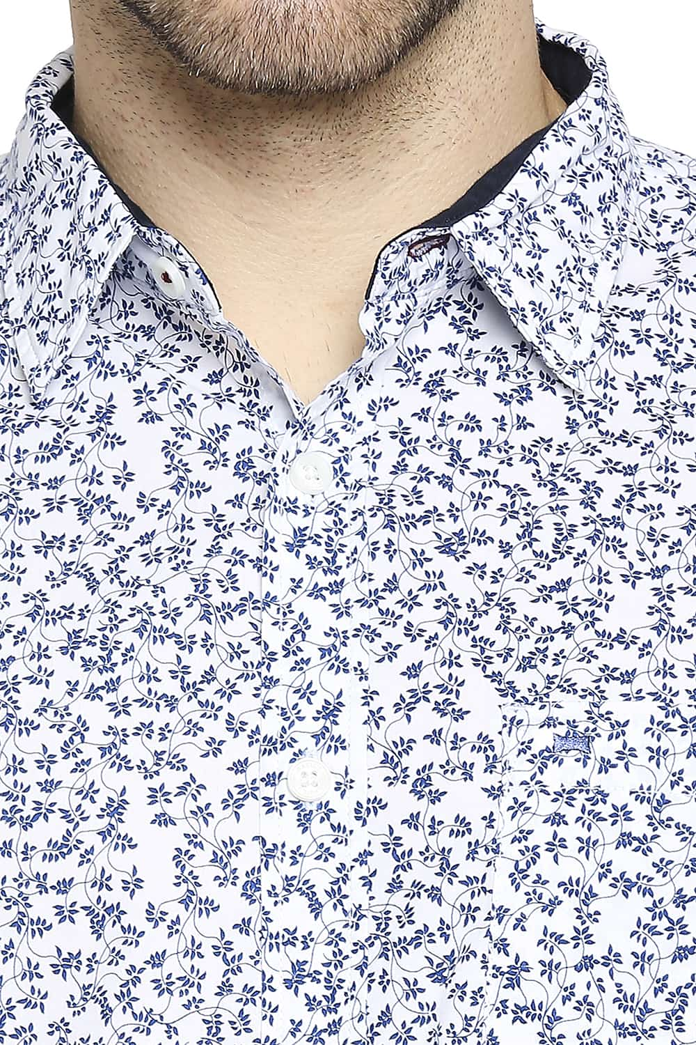 BASICS SLIM FIT POPLIN PRINTED SHIRT