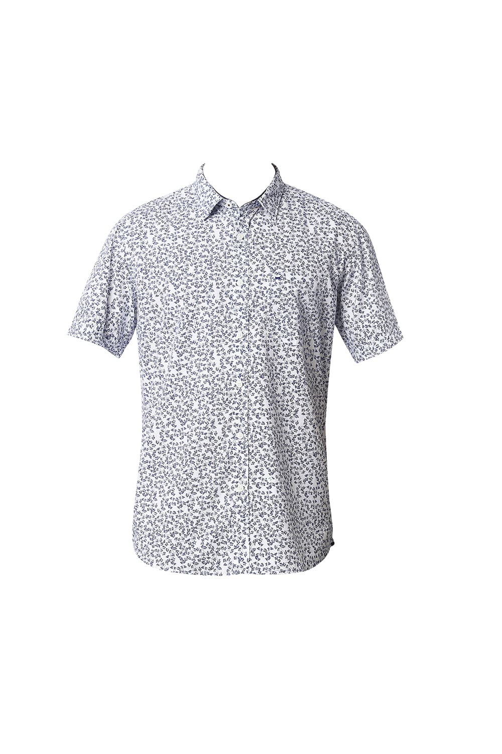 BASICS SLIM FIT POPLIN PRINTED HALFSLEEVES SHIRT