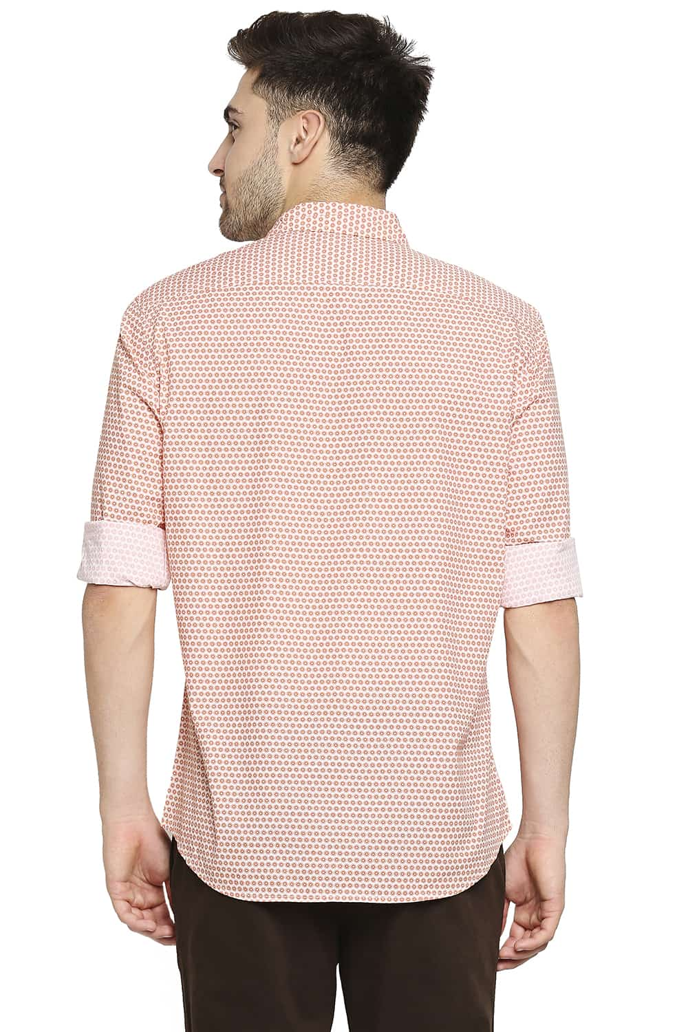 BASICS SLIM FIT POPLIN PRINTED SHIRT