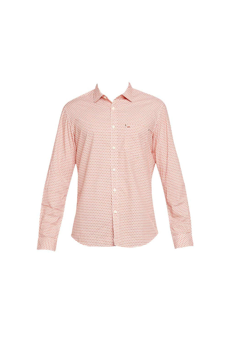 BASICS SLIM FIT POPLIN PRINTED SHIRT