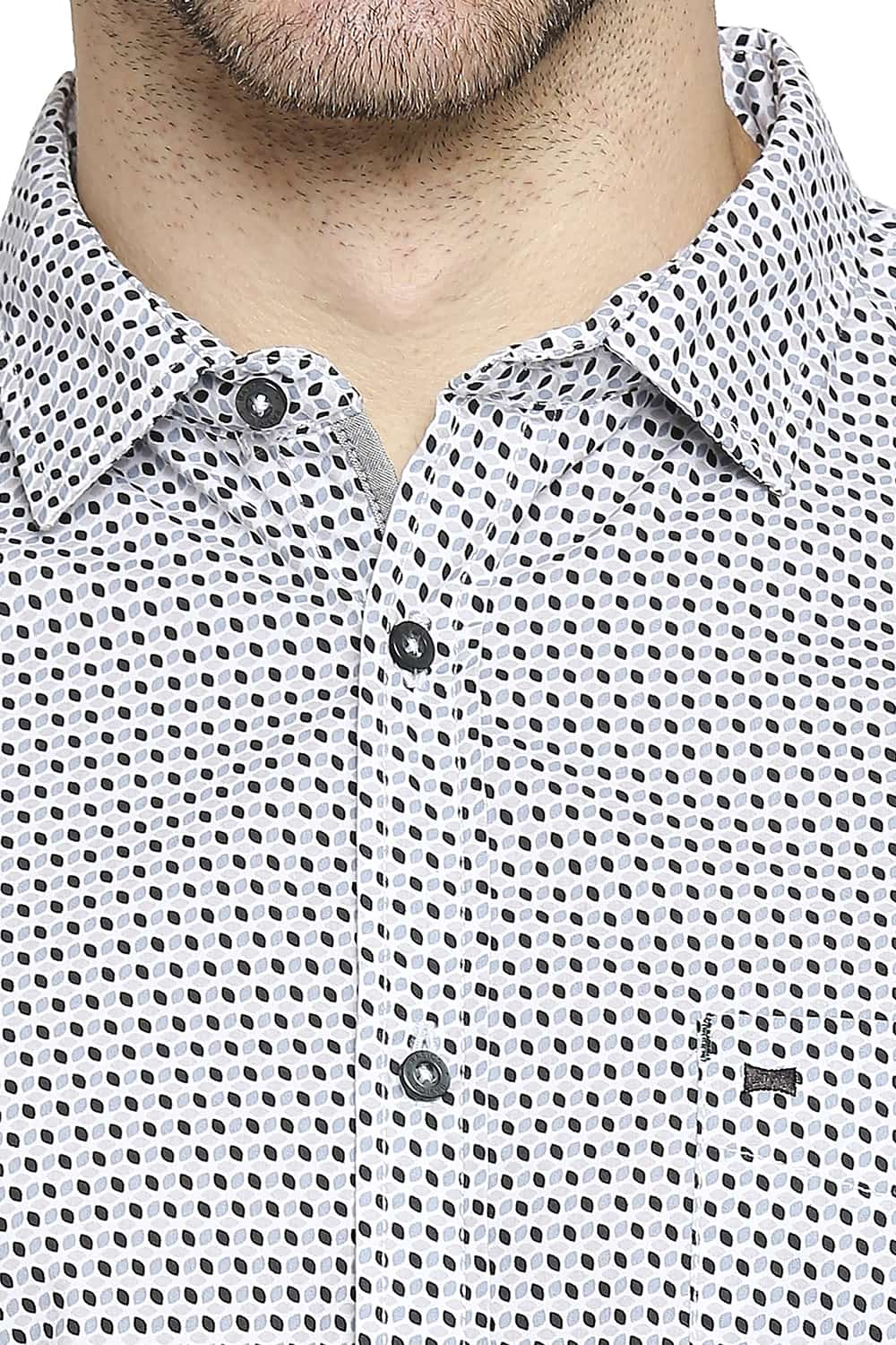 BASICS SLIM FIT POPLIN PRINTED SHIRT