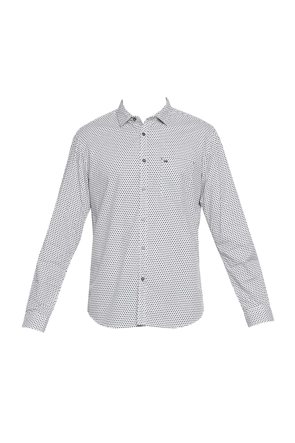 BASICS SLIM FIT POPLIN PRINTED SHIRT