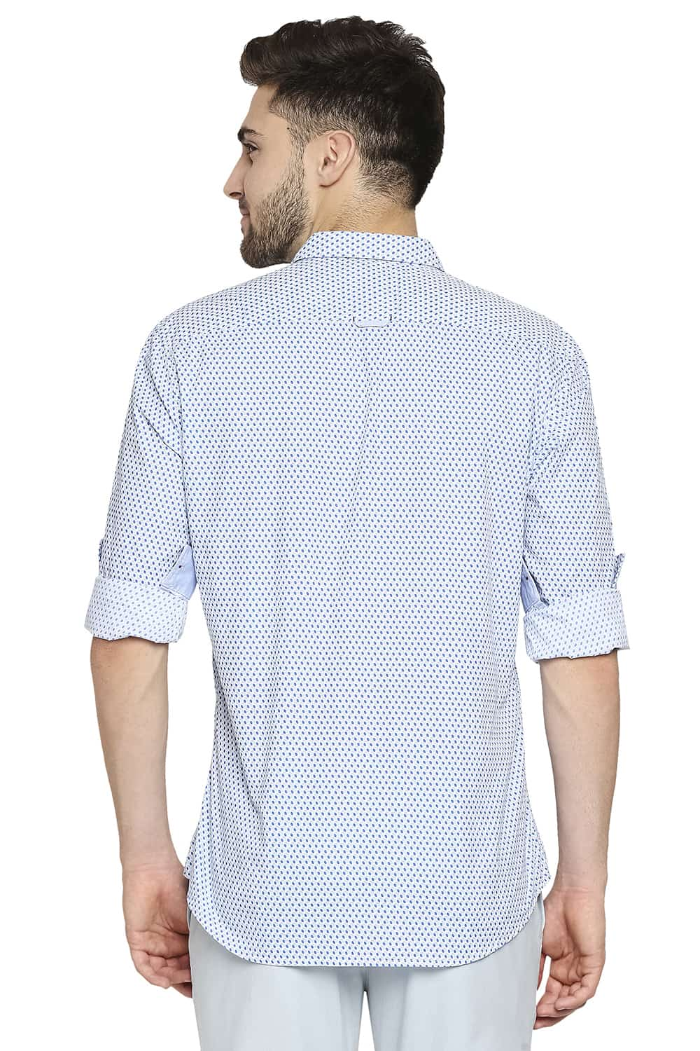 BASICS SLIM FIT POPLIN PRINTED SHIRT