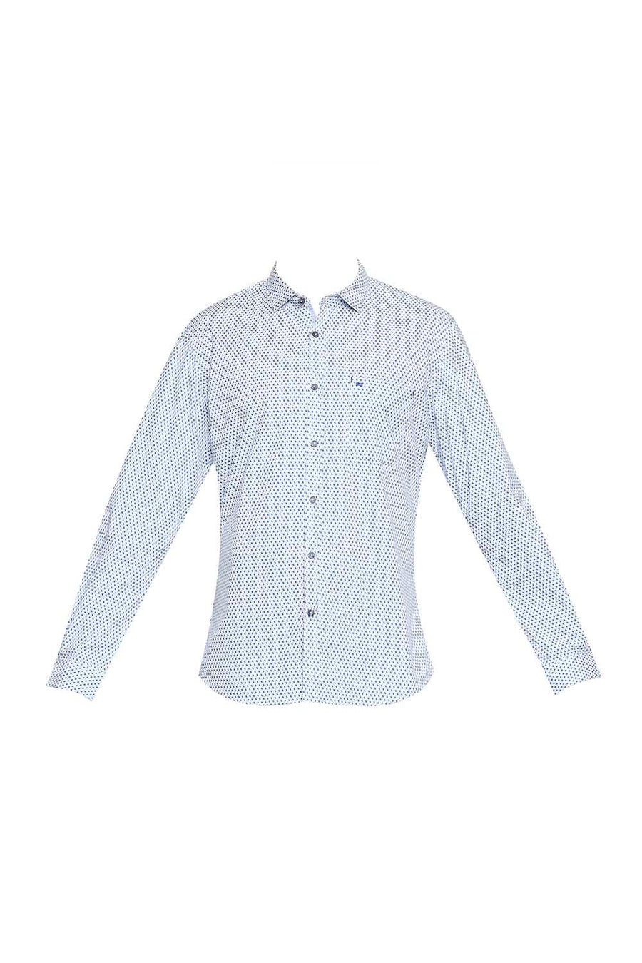 BASICS SLIM FIT BONNIE BLUE POPLIN PRINTED SHIRT