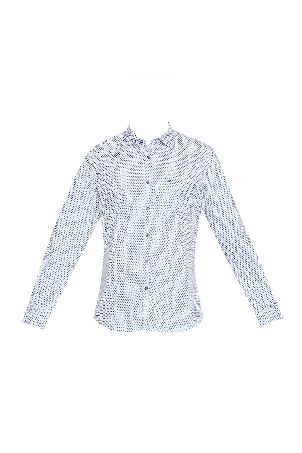 BASICS SLIM FIT POPLIN PRINTED SHIRT