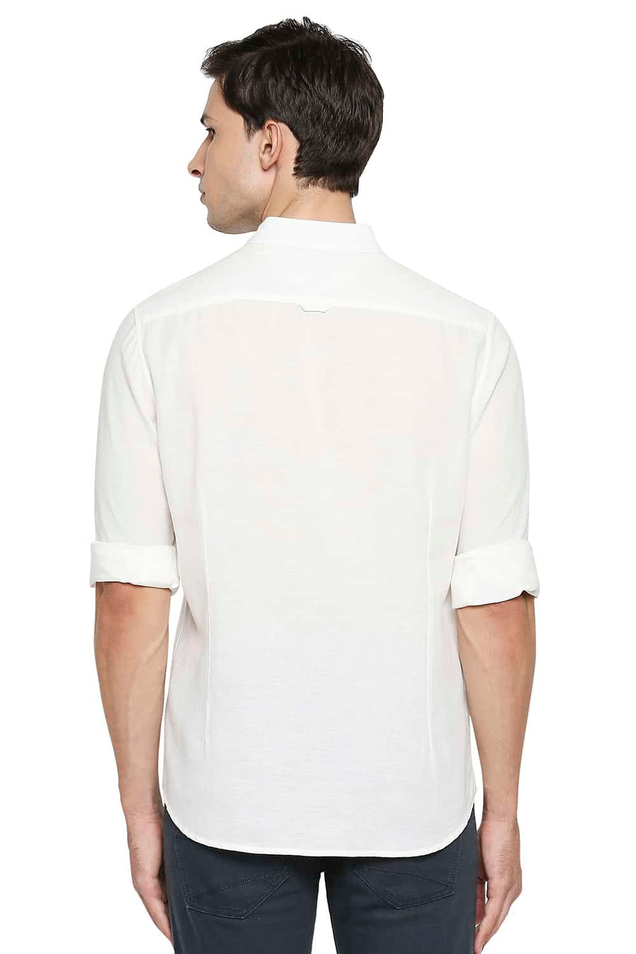 BASICS SLIM FIT BRIGHT WHITE COTTON HEMP SHIRT