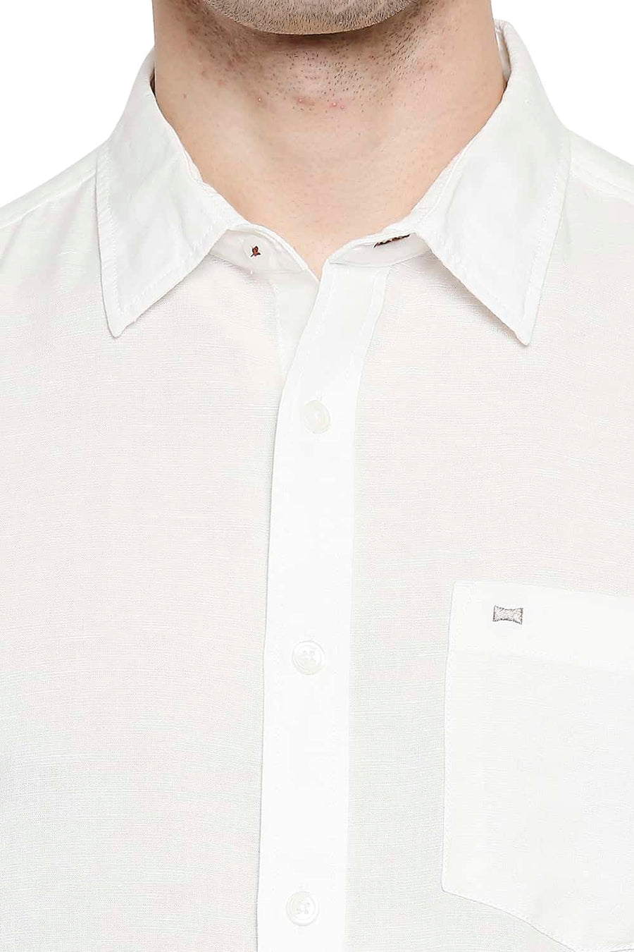 BASICS SLIM FIT BRIGHT WHITE COTTON HEMP SHIRT