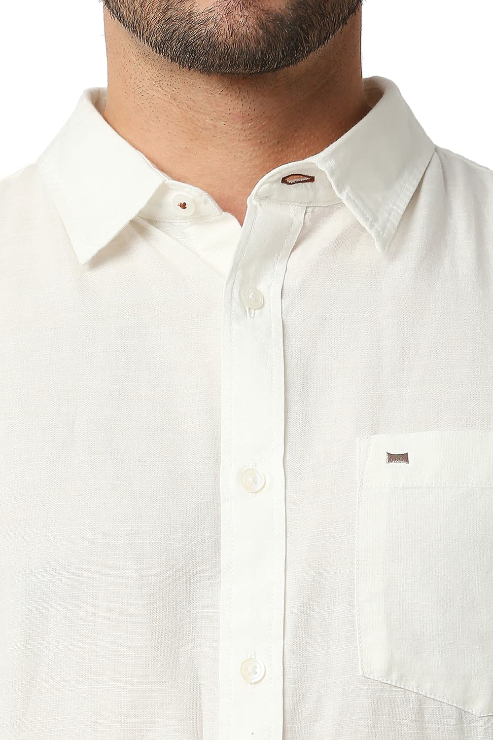 BASICS SLIM FIT COTTON HEMP HALFSLEEVES SHIRT