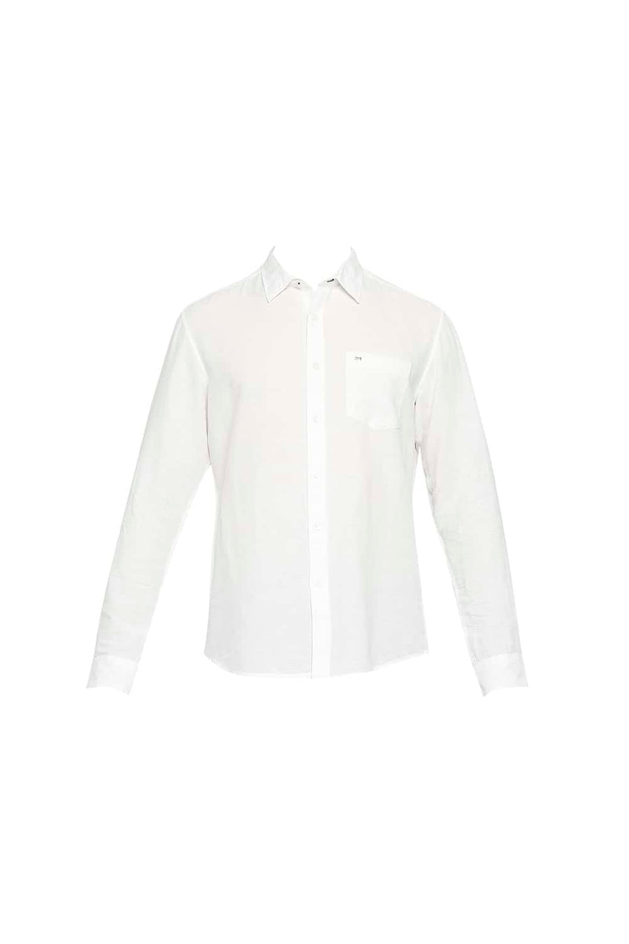 BASICS SLIM FIT BRIGHT WHITE COTTON HEMP SHIRT
