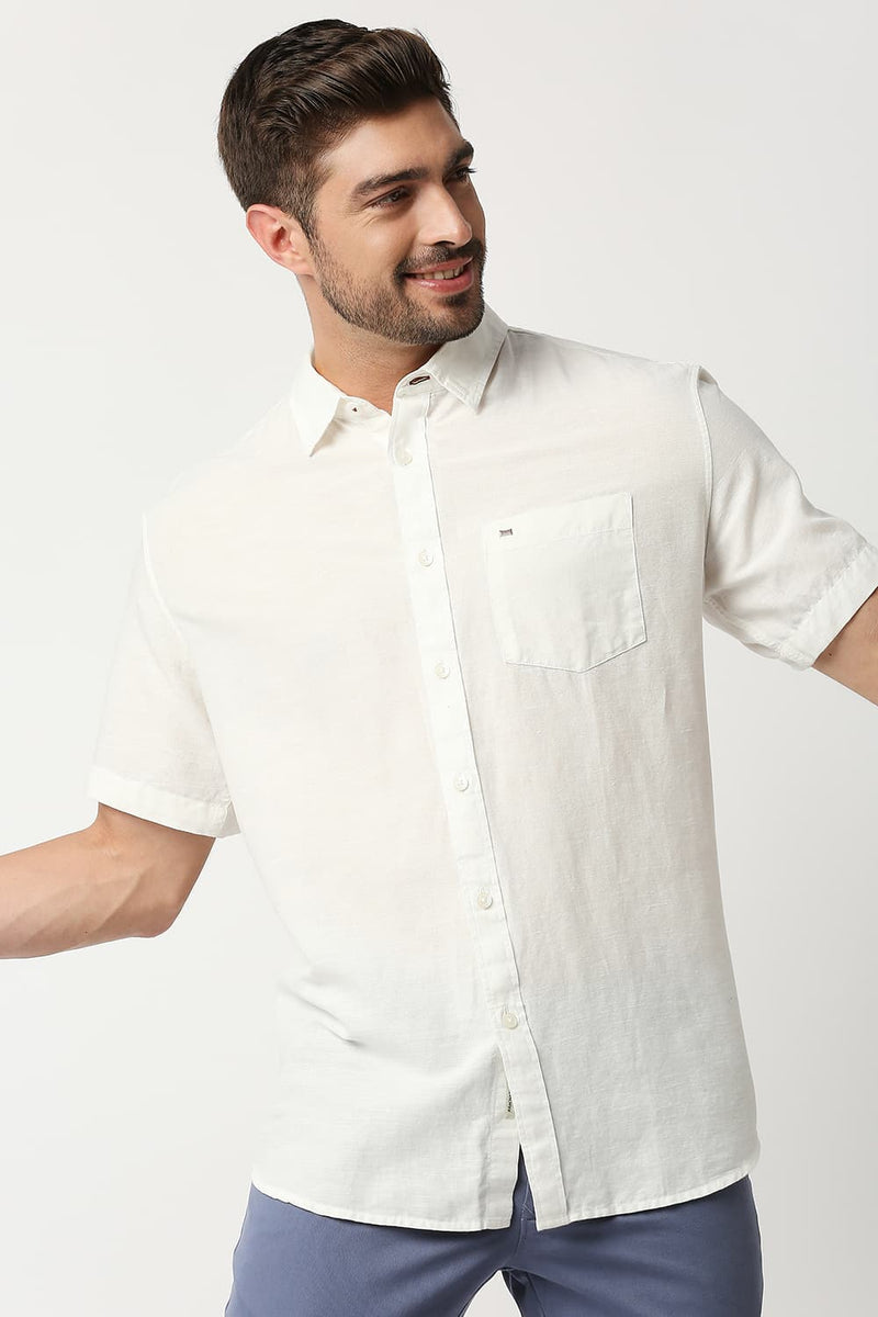 Slim Fit Cotton Hemp Halfsleeves Shirt