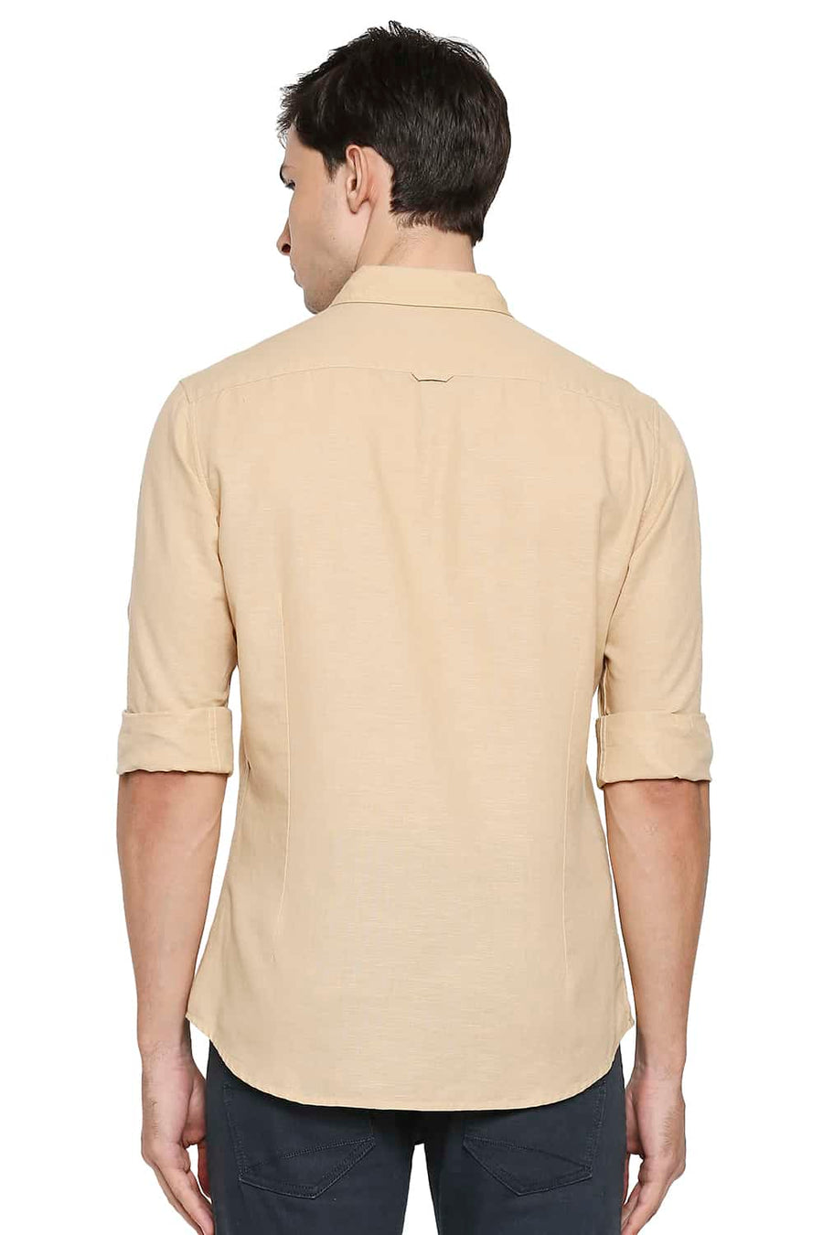 BASICS SLIM FIT LATTE BEIGE COTTON HEMP SHIRT