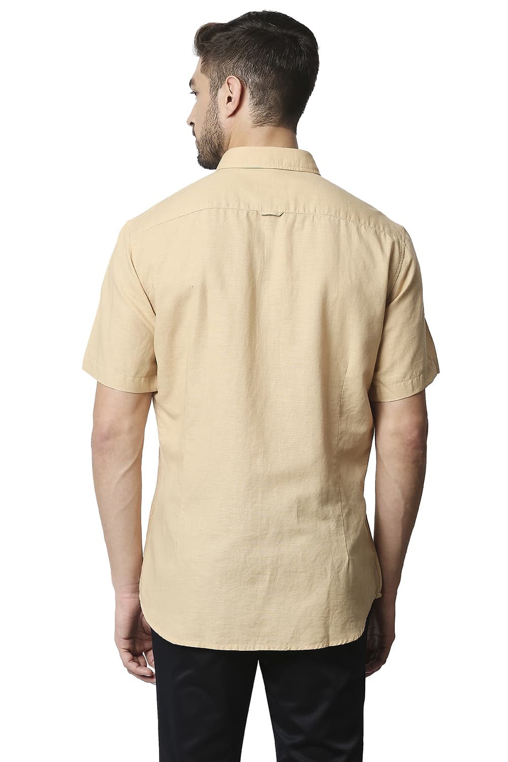 BASICS SLIM FIT COTTON HEMP HALFSLEEVES SHIRT