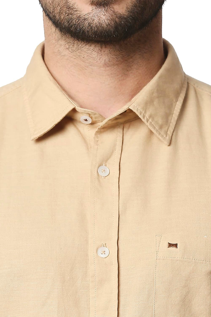 BASICS SLIM FIT COTTON HEMP HALFSLEEVES SHIRT