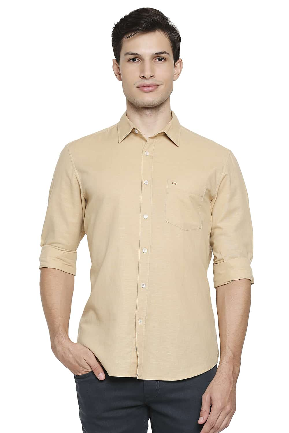 BASICS SLIM FIT COTTON HEMP SHIRT