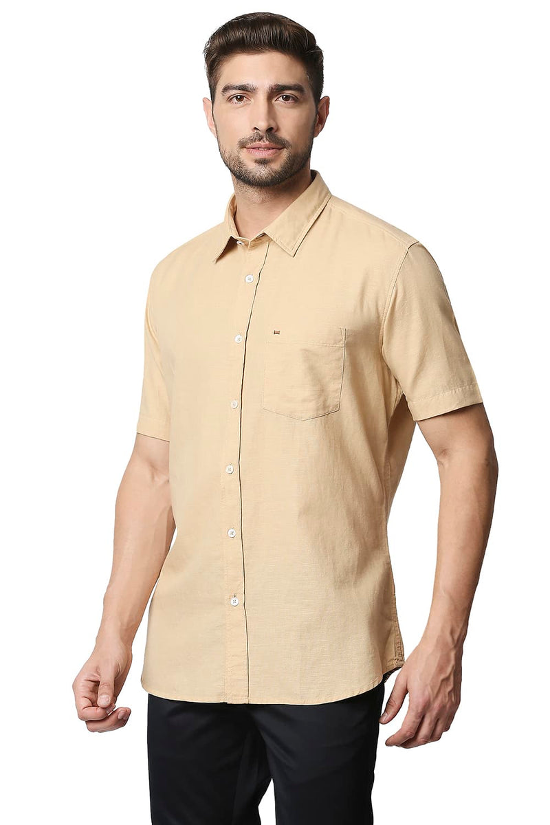 BASICS SLIM FIT COTTON HEMP HALFSLEEVES SHIRT