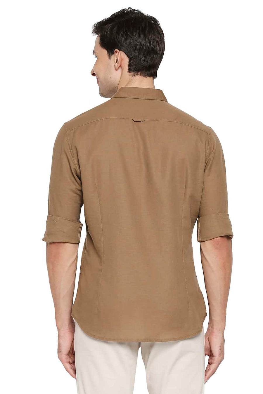 BASICS SLIM FIT INCENSE KHAKI COTTON HEMP SHIRT