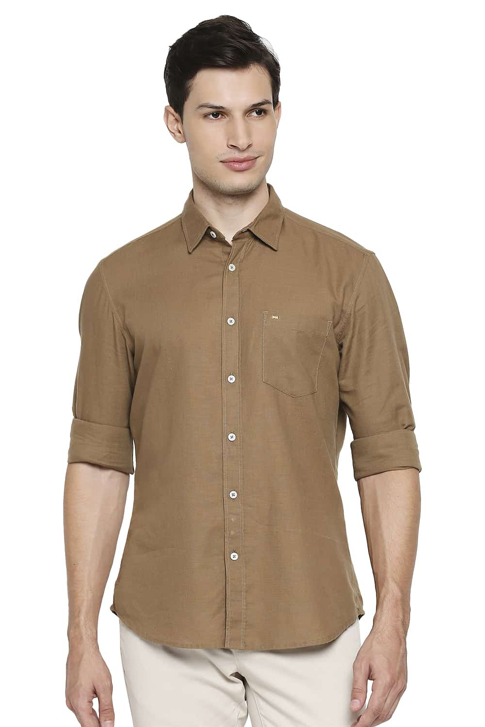 BASICS SLIM FIT COTTON HEMP SHIRT