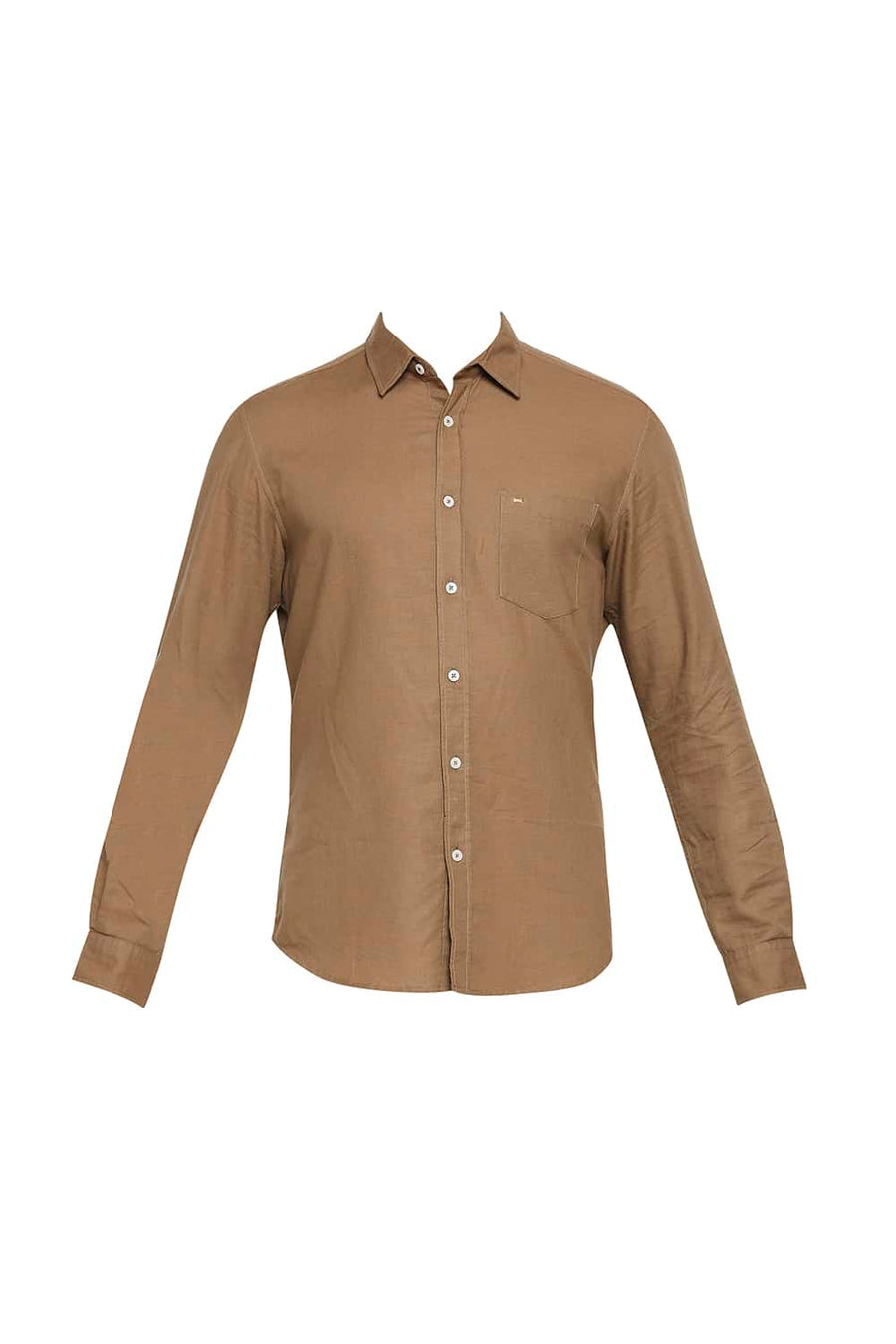BASICS SLIM FIT INCENSE KHAKI COTTON HEMP SHIRT