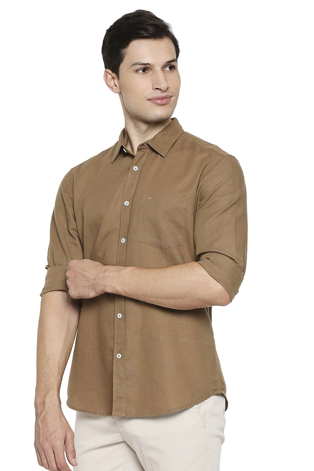 BASICS SLIM FIT COTTON HEMP SHIRT