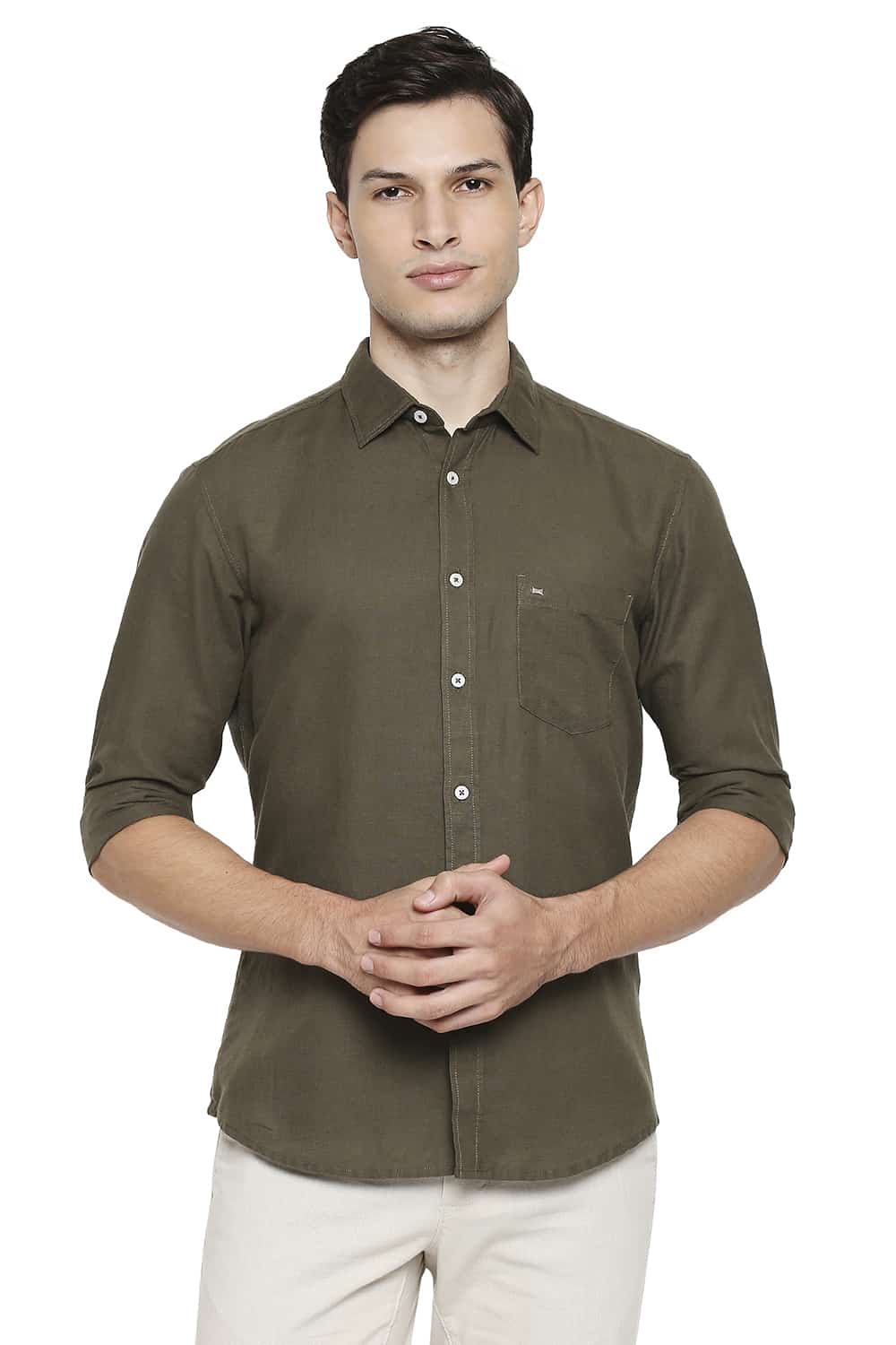 BASICS SLIM FIT COTTON HEMP SHIRT