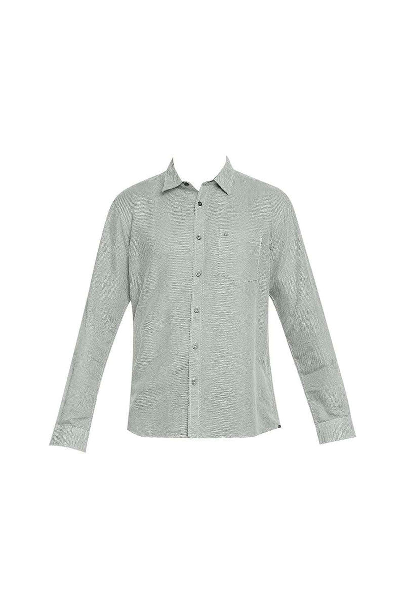 BASICS SLIM FIT COTTON HEMP PRINTED SHIRT