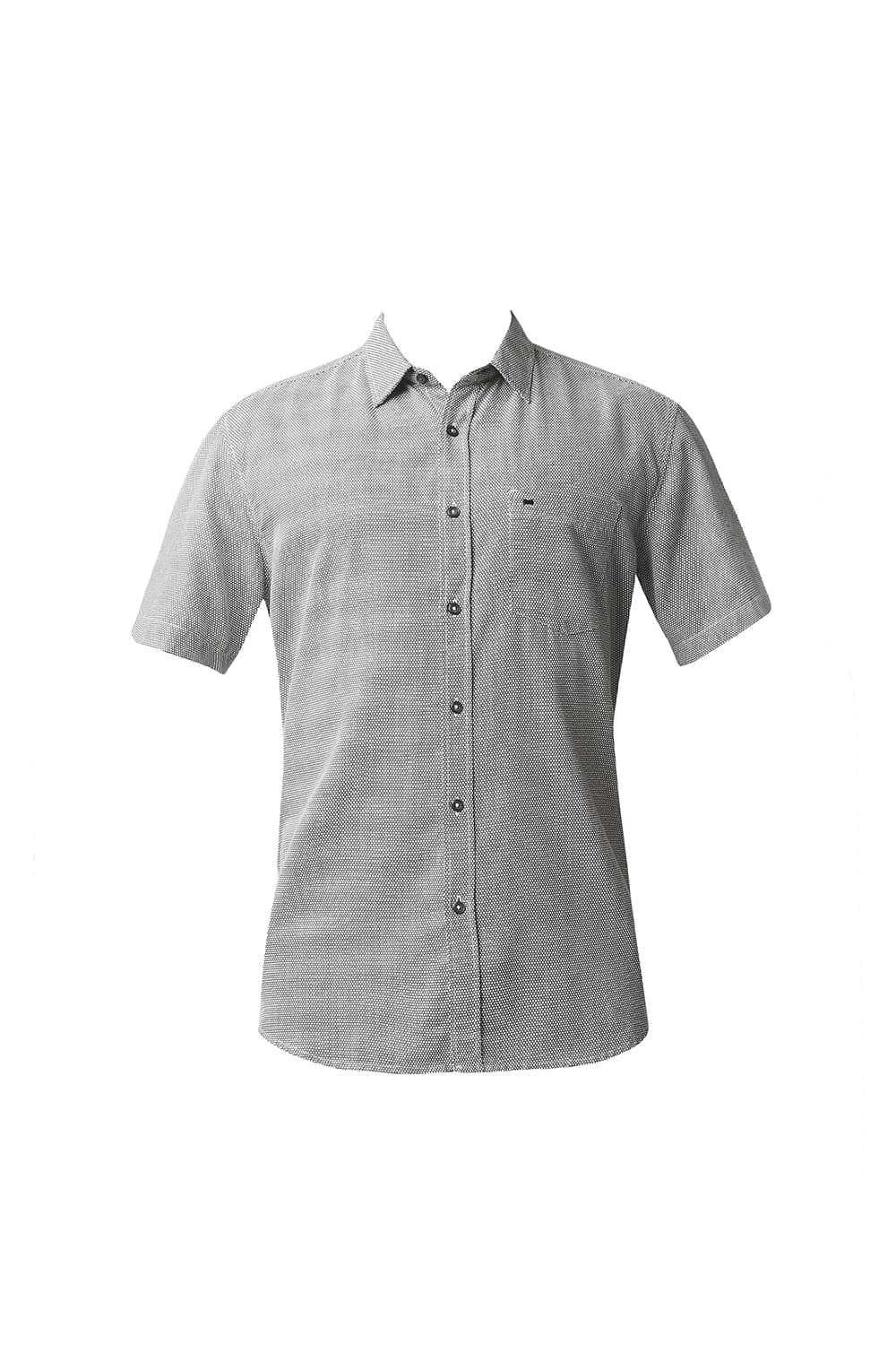 BASICS SLIM FIT COTTON HEMP PRINTED HALFSLEEVES SHIRT