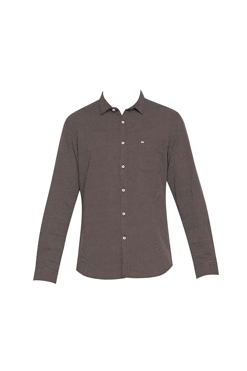 BASICS SLIM FIT COTTON HEMP PRINTED SHIRT