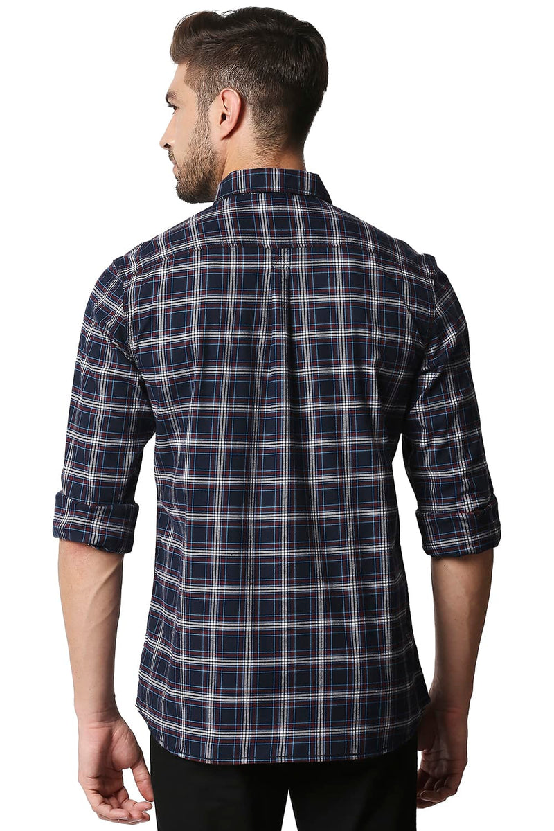 BASICS SLIM FIT STRETCH CHECKS SHIRT