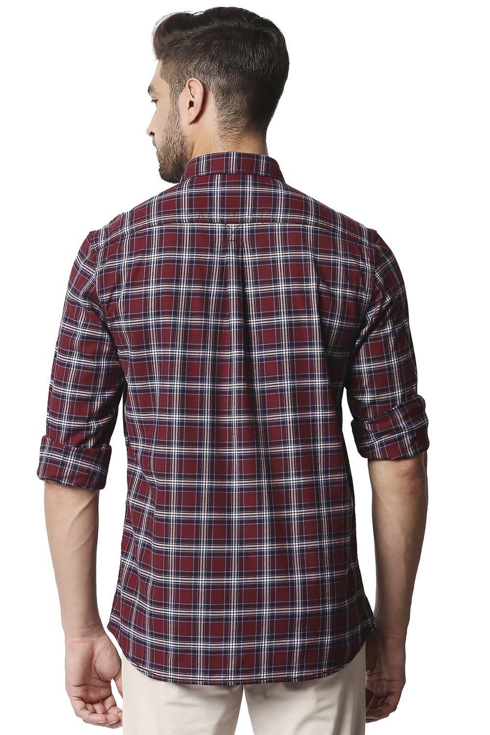 BASICS SLIM FIT STRETCH CHECKS SHIRT